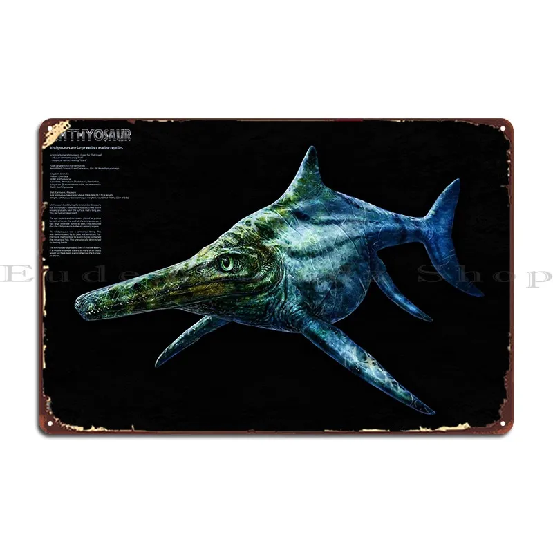 Большой вымерший морской рептилий Ichthyosaur металлический плакат дизайнерские