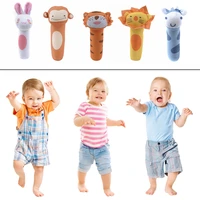 animal plush baby rattle toys soft warm plush hand rattle squeaker sticks newborn shower gifts for baby kids