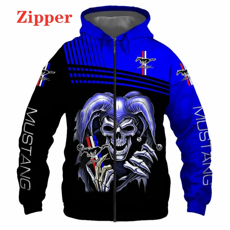 

Unisex Men Mustang Car Logo Hoodie Motorcycle Racing Hooded Jacket 3D Print Harajuku Sweatshirt Trend Men Zipper Hoodie