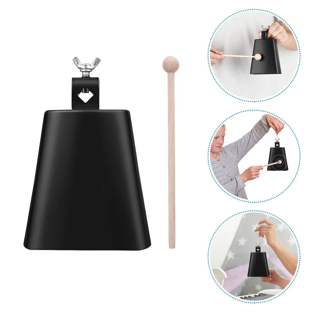 

Black Cowbell Instrument Accessories Kids Toys Handheld Practical Drum Set Metal Small Percussion Musical Accessory Child