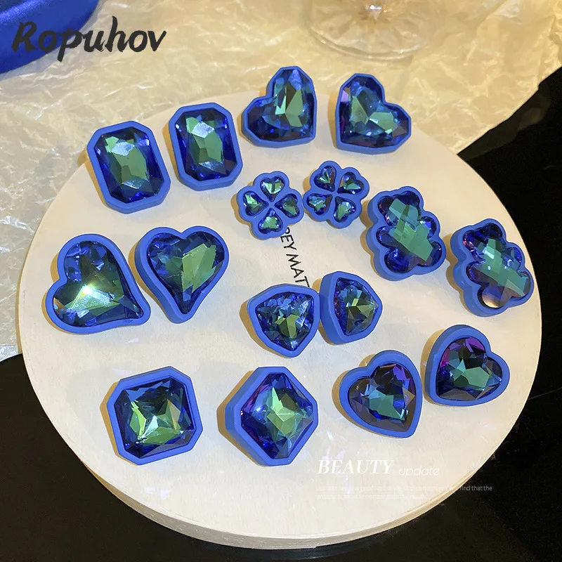 

ROPUHOV 2022 новые женские серьги с синими бриллиантами набор модных простых ощущений