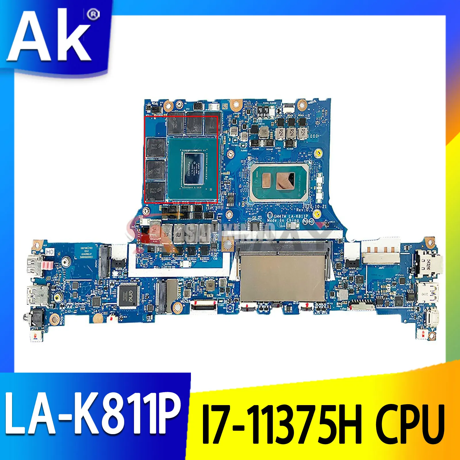 

GH47H LA-K811P Mainboard for Acer Triton 300 Laptop Motherboard CPU:I7-11375H SRKH4 GPU:GN20-E3-A1 RTX3060 8G NBQBJ11006 Test OK