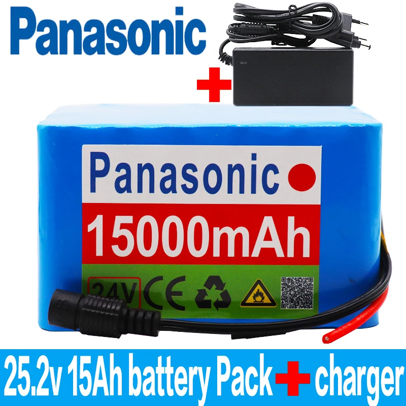 

Литий-ионный аккумулятор Panasonic 100%, 24 В, 15 Ач, 6S5P, 18650, 25,2 в, 15000 мАч, мопед, электрический велосипед, аккумулятор + зарядное устройство