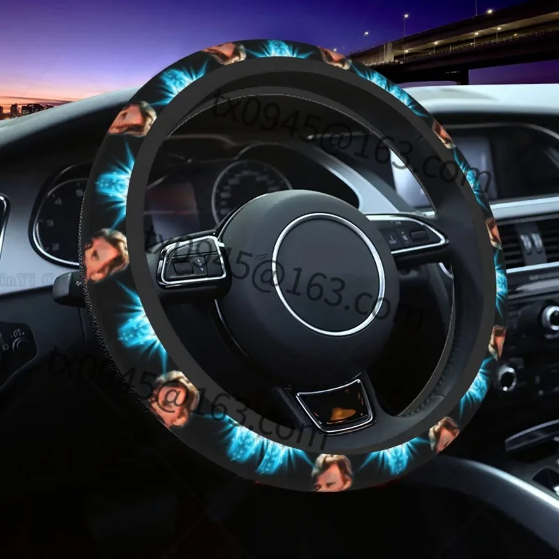 

37-38 Car Steering Wheel Cover Johnny Hallyday Rock Star Universal French Singer Collage Car-styling Elastische Car Accessories