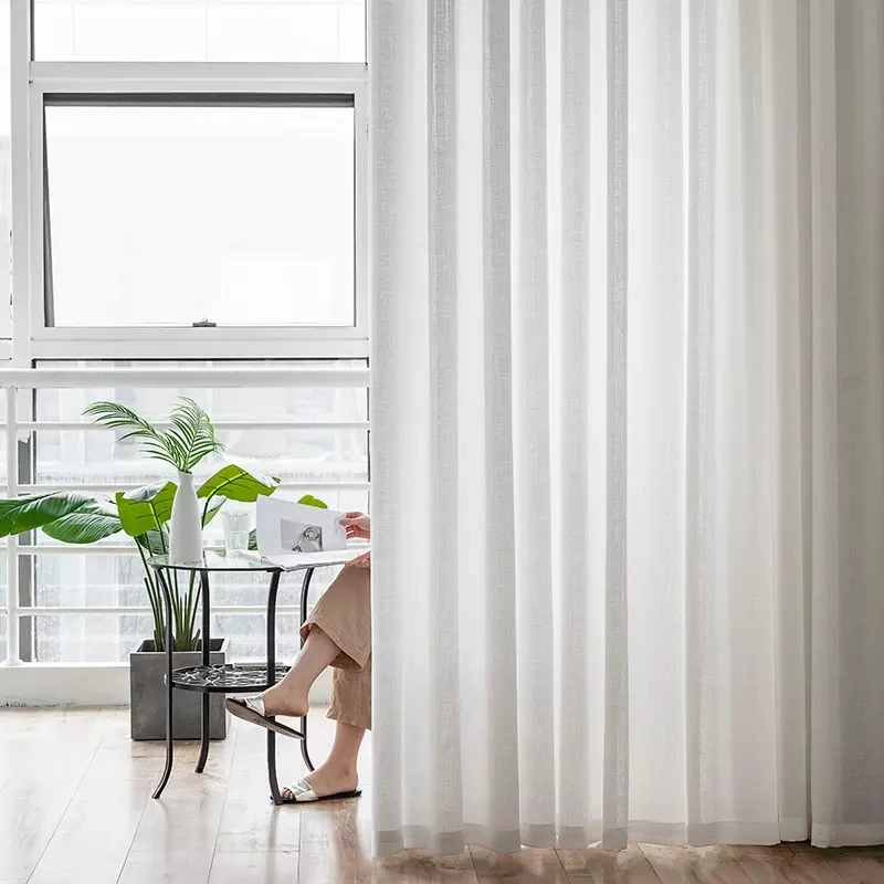 

drapes in living room，blackout curtains ，Hole free installation blackout magic self-adhesive curtain gauze curtain white simple