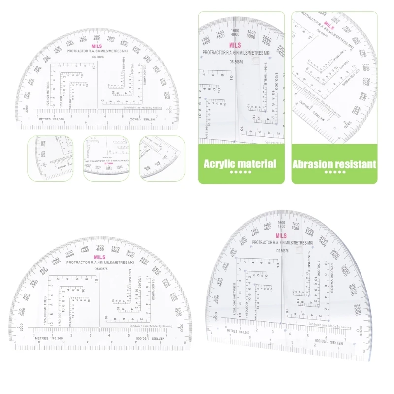 

Coordinate Scale and Semicircle Protractor Angles Measurements Map Reading Ruler for Outdoor Navigation Hiking