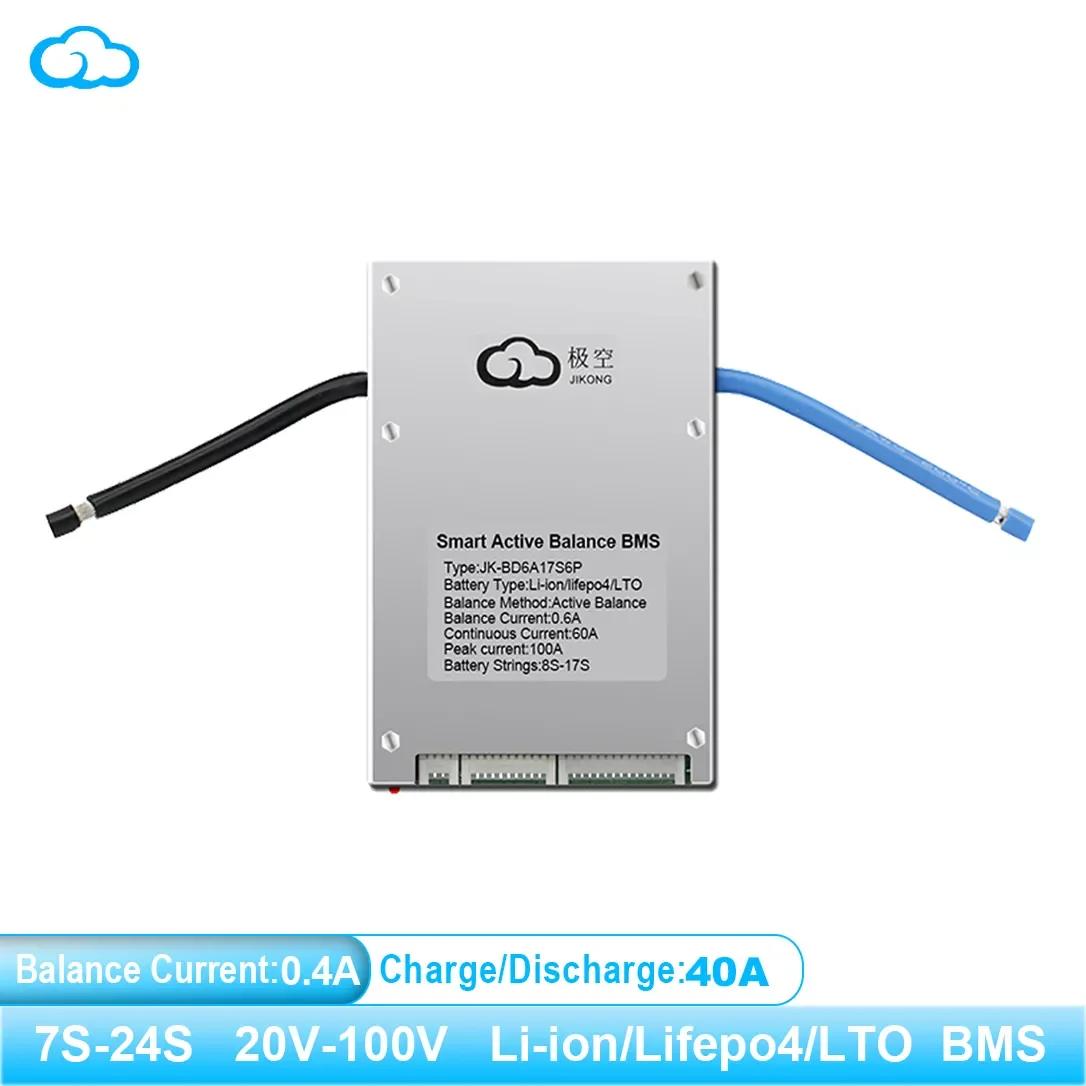 

JK SMART 7S 8S 9S 10S 11S 13S 14S 17S 20S Active Balance 40A BMS Li-Ion LTO 18650 Battery Lifepo4 Battery Storage Ebike jikong