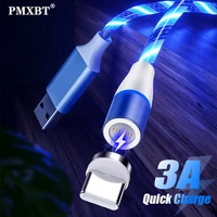 led flowing light charging magnetic usb cord glow type c cable magnetic cable micro usb charger cable for iphone huawei xiaomi