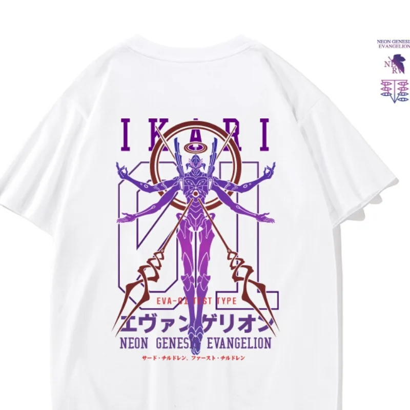 

EVANGELION T-shirt Vintage Washed Anime EVA T Shirts Oversized Manga Ayanami Rei Asuka Tshirt Nagisa Shinji Tops Tees 100%Cotton