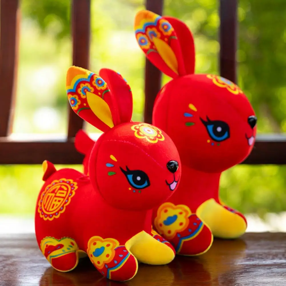 

Cute Rabbit Zodiac Mascot Lovely Rabbit Plush Doll Festive Plush Bunny Pendant Mascot Doll Toy Decoration
