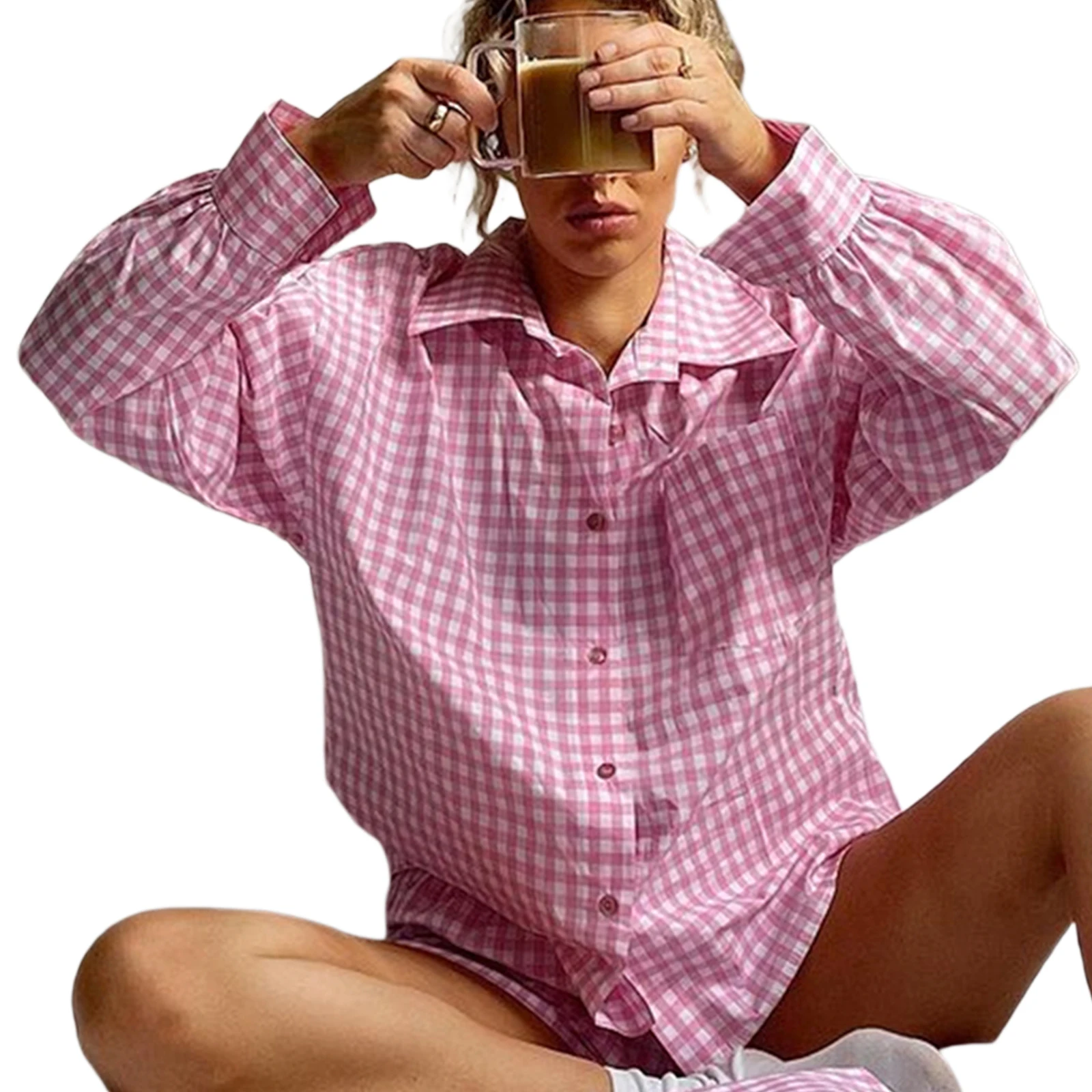 Женский комплект из 2 предметов футболка на пуговицах с отложным воротником и