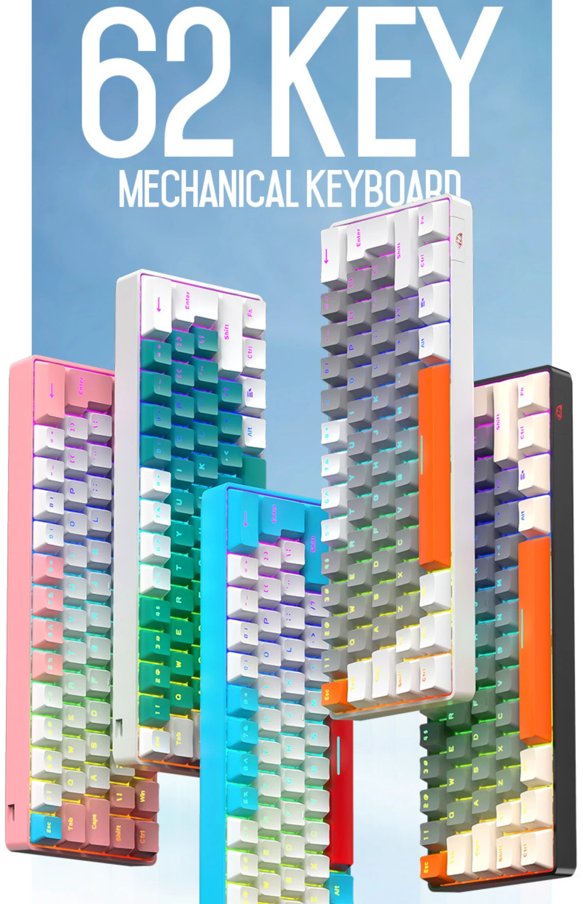 

Русская механическая клавиатура T60, русская игровая клавиатура, русская версия, блокнотная механическая клавиатура Gk61 Mini Toetsenbord