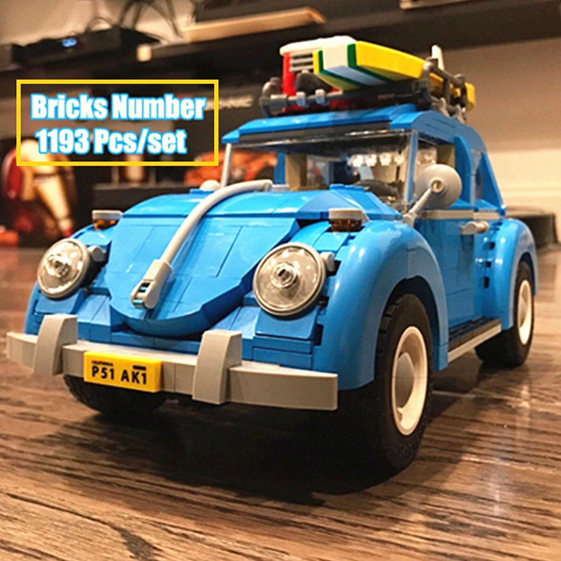 

Technical 10252 10271 1193PCS Blue Racing Camper Trip City Car City Model Building Blocks Bricks Toys Kid Christmas Gift Boy Set
