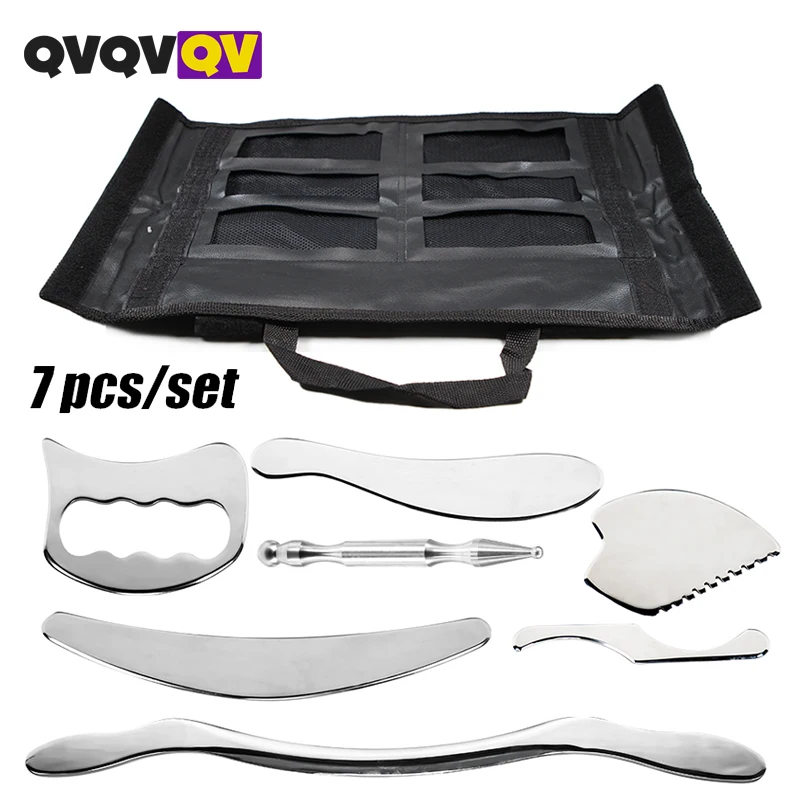 

Набор инструментов для Массажа Гуаша, 7 шт., набор инструментов из нержавеющей стали для Массажа Гуаша, скребок для мышц для терапии мягких тканей