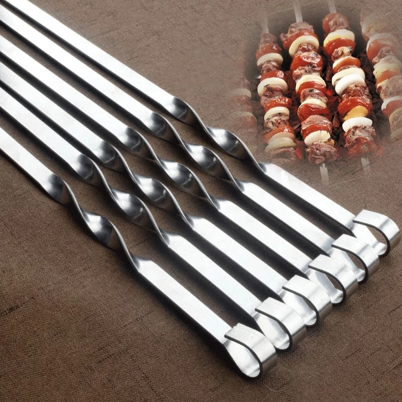 

6pcs/Set Barbecue Meat String Skewers Chunks of Meat Stainless Steel Churrasqueira Roast Stick for BBQ Outdoor Picnic