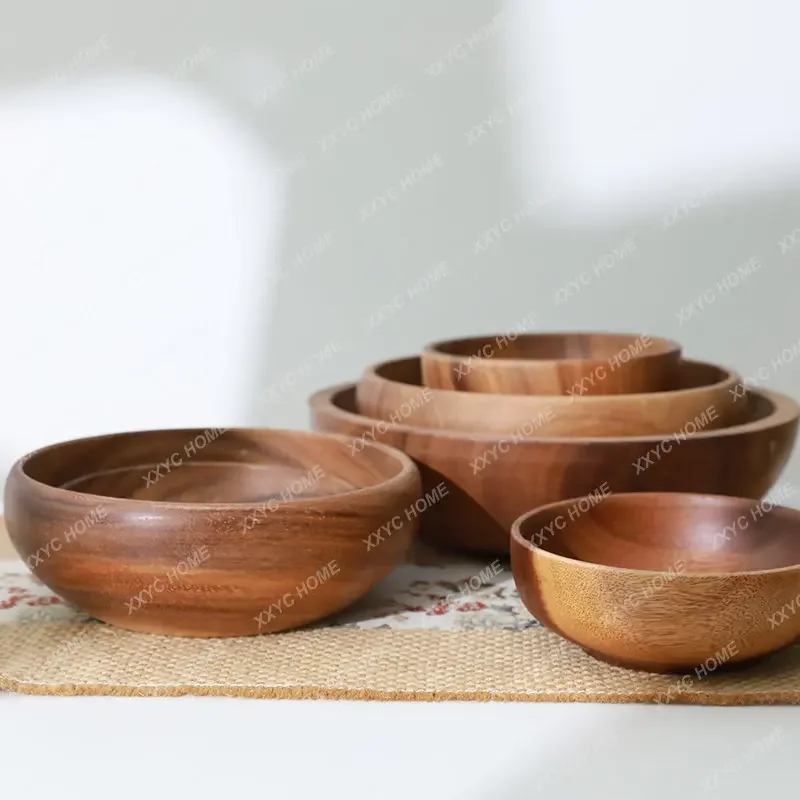 Деревянная миска из акации мангиума без принта в одном стиле бытовая посуда