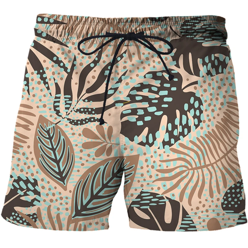Brand Mens Summer Beach Board Shorts Beach Boxer Trunks 2022 3D Leaf texture series Print Boardshorts Men Casual Short Masculina