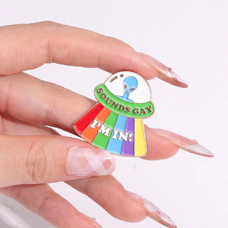 Звуки геев я в ЛГБТ-прайду эмалированные булавки на заказ Радуга инопланетянин