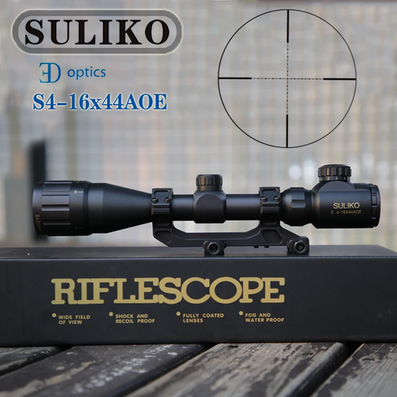 SULIKO S4-16x44 Tactical Sight Green Red Illuminated Rifle Scope PCP Airsoft Air Guns Riflescope For Hunting