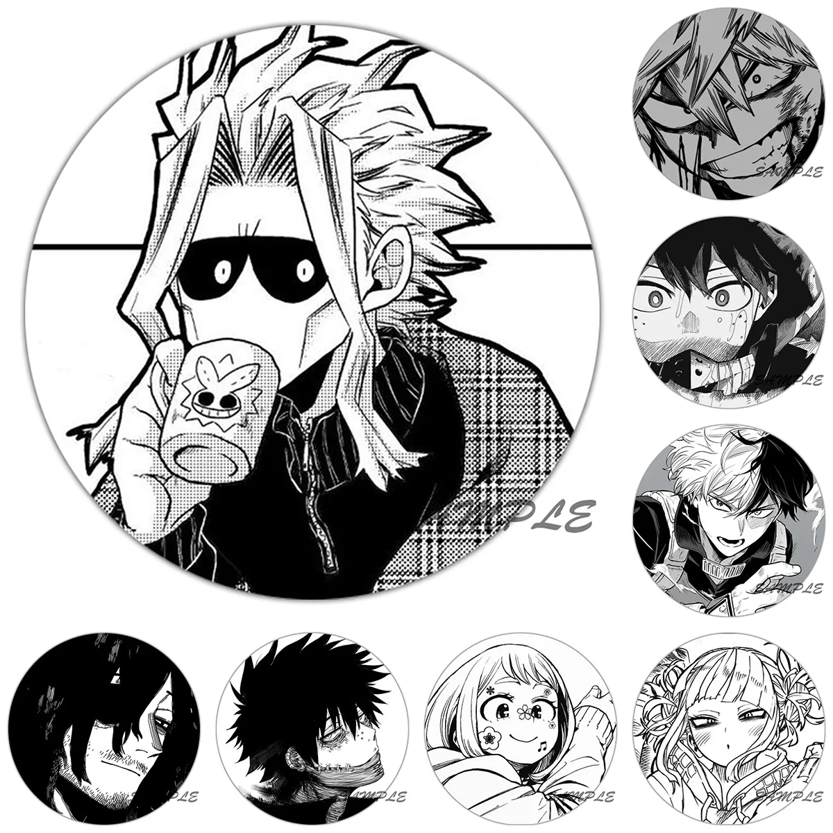 

Black with White My Hero Academia 58mm Anime Comic Styles Brooch Cosplay Badge Cool Guy Pins Midoriya All·Might Bakugou Brooche