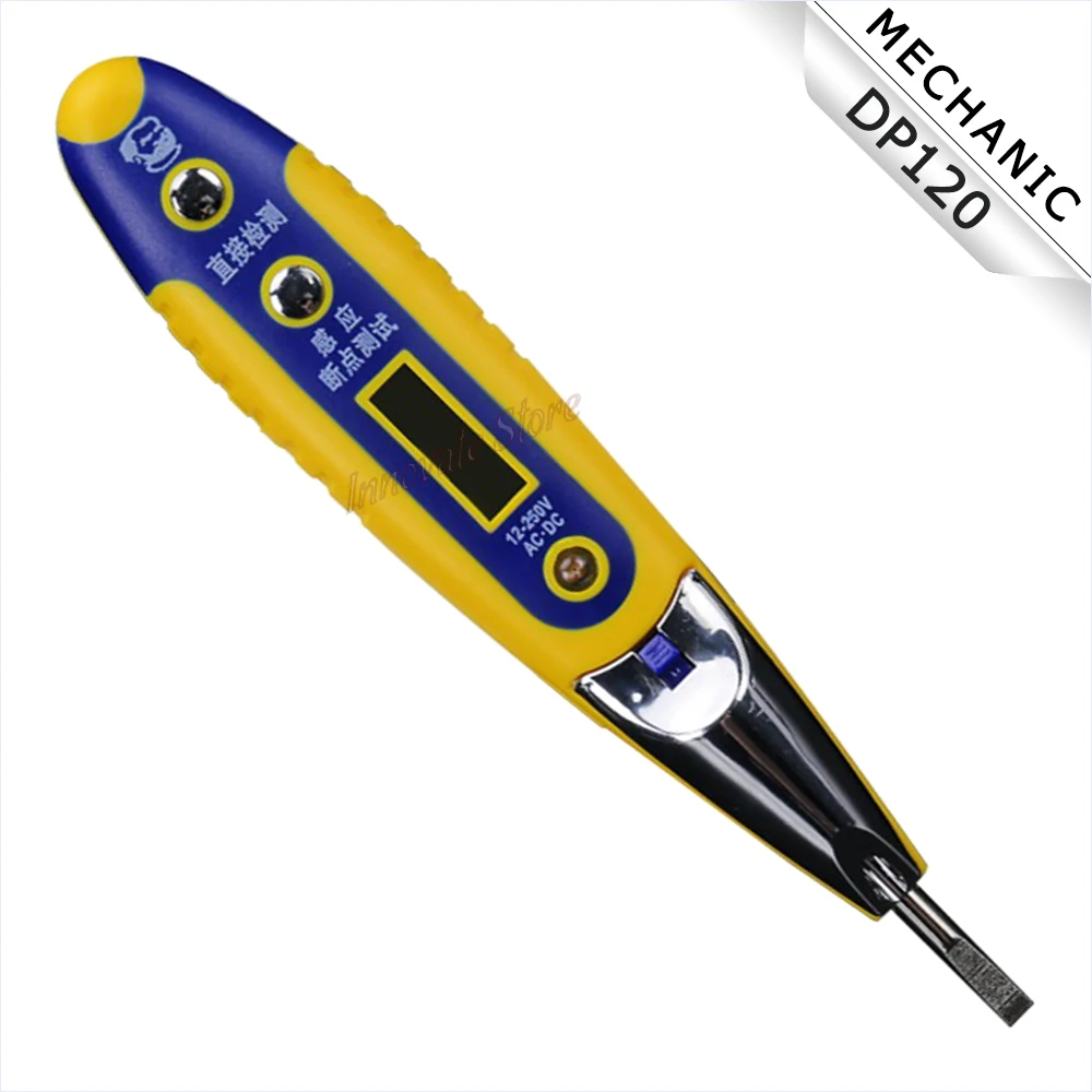 

Цифровой светодиодный индукционный тестовый карандаш MECHANIC с цифровым дисплеем, 12-250 В переменного и постоянного тока, обнаружение линий пре...