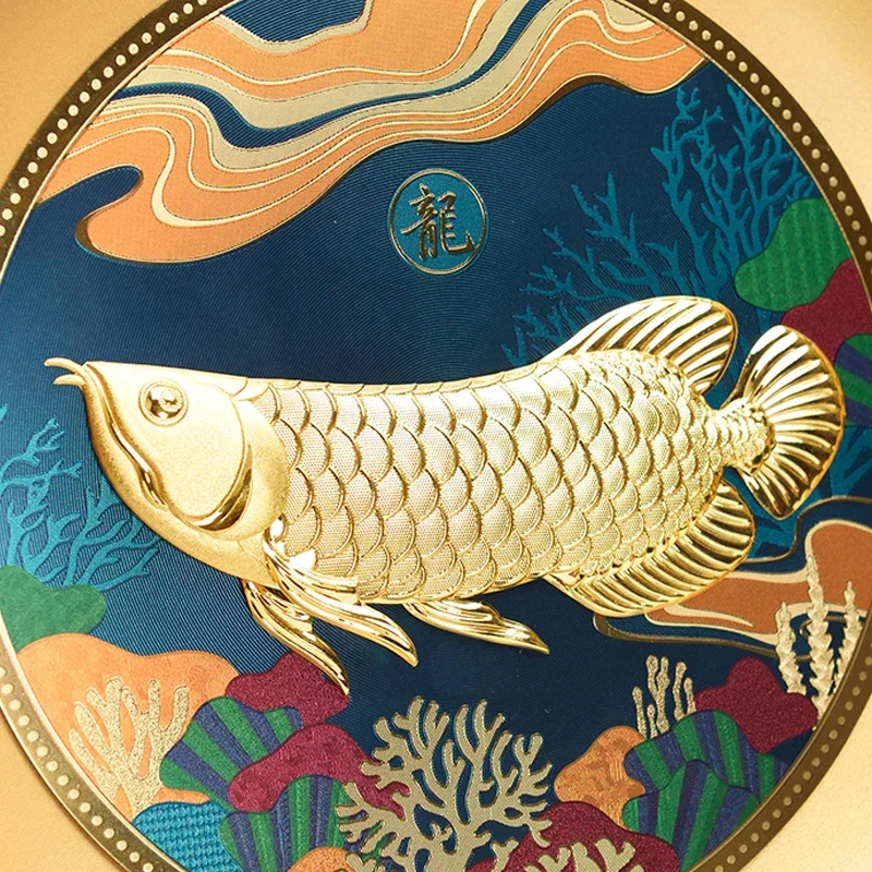 Ornement Doré arowana peinture feuille d'or porte-bonheur педаison de Schwmaillère nouveau dé eeragement