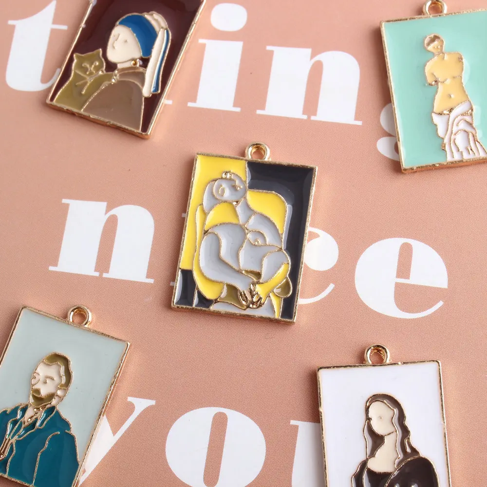 

30 шт./партия, подвески с рисунком Моны Лизы, 15 х24 мм