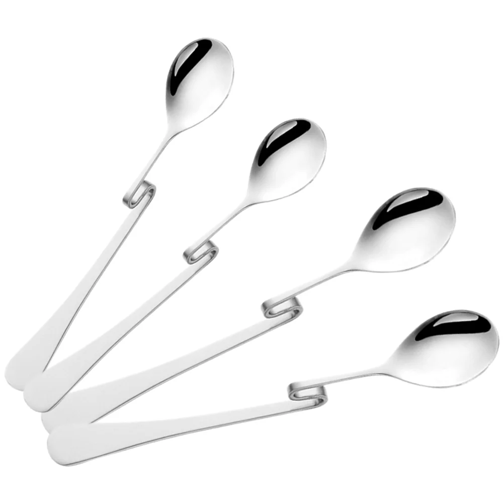 

4 Pcs Home Tools Pudding Spoons Stainless Steel Coffee Stirring Household Mixing Dessert