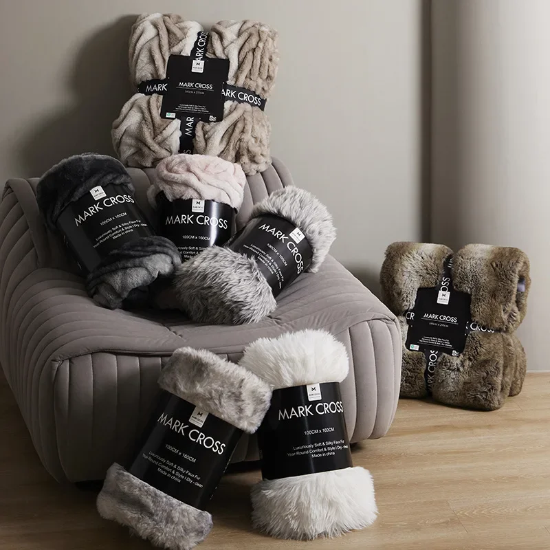 Роскошное меховое одеяло в стиле ретро для зимы искусственное теплое