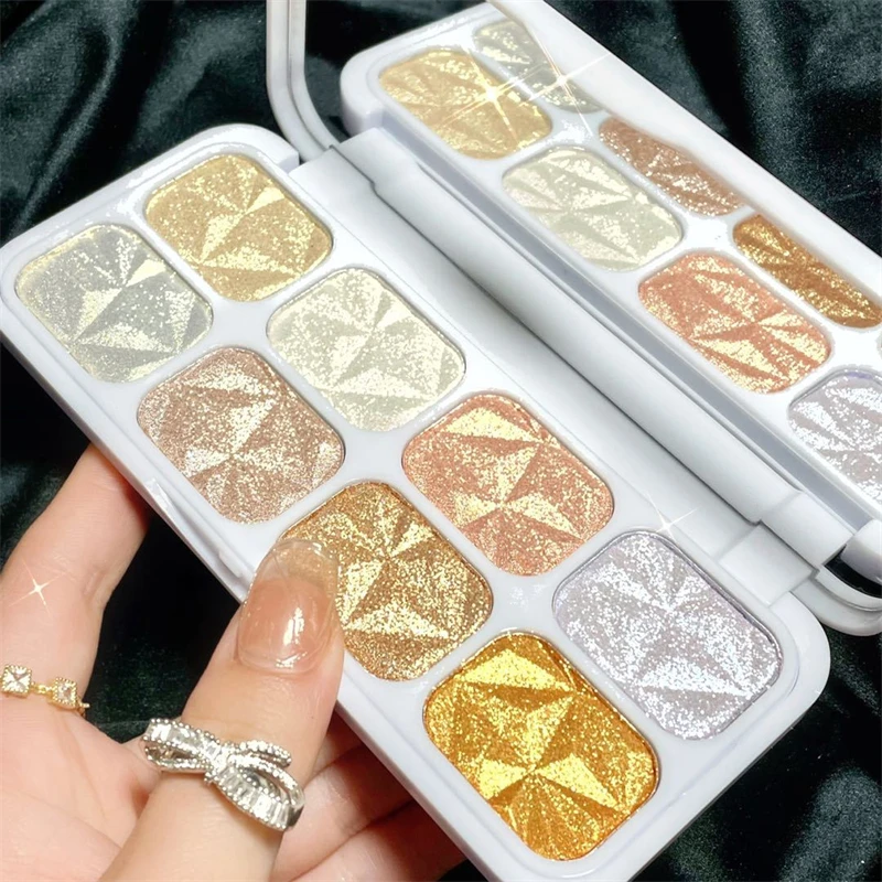 

New 8 Colors Glitter Highlighter Face Contour Blush Palette Makeup Body Shimmer Powder Illuminator Brighten Highlight Cosmetics