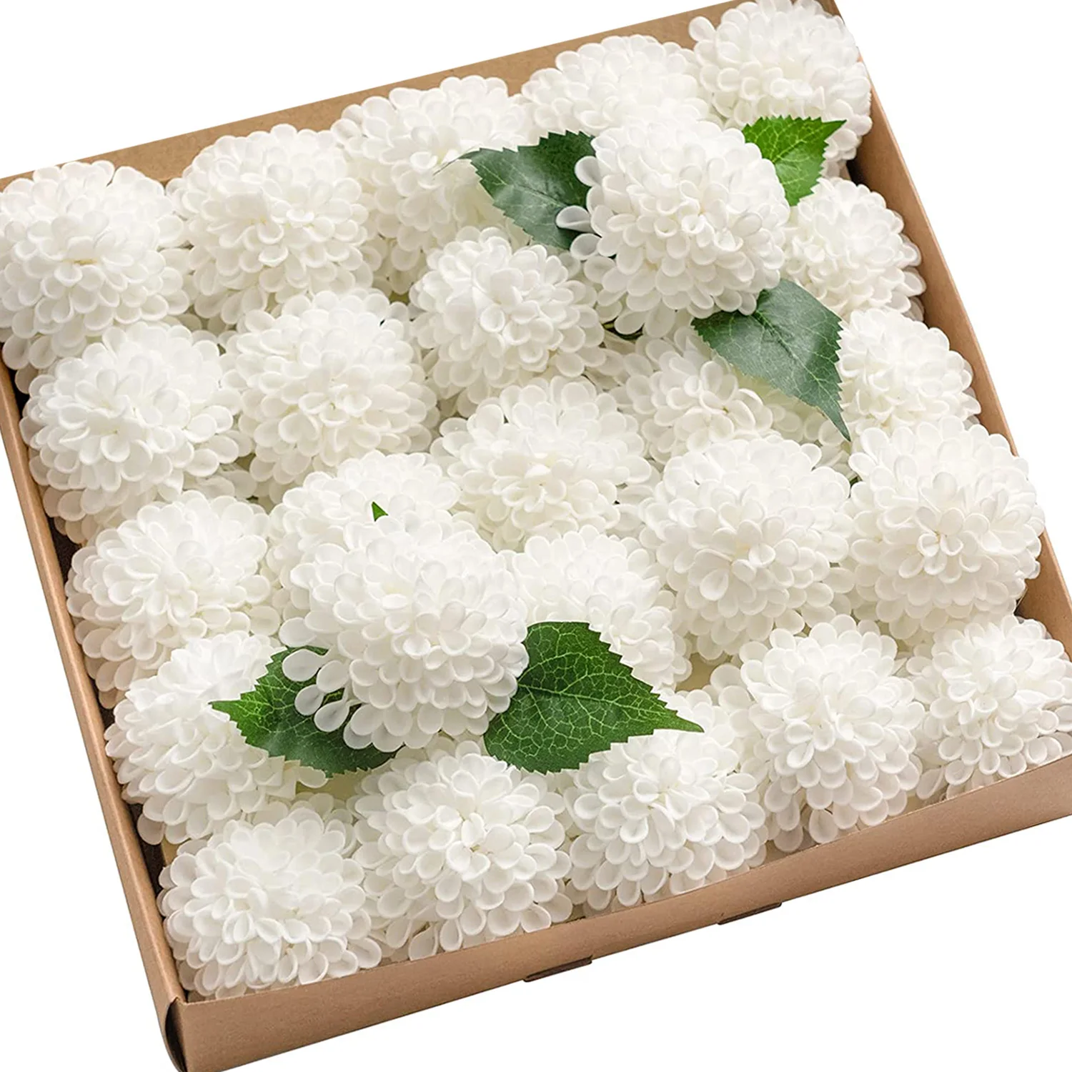 

D-Seven Artificial Flowers 25pcs White Dahlia Daisy with Stem for DIY Wedding Bouquets Floral Baby Shower Party Cake Home Decor