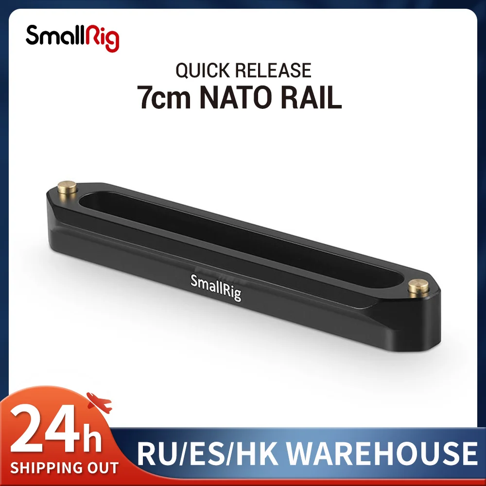 

SmallRig Quick Release Safety Nato Rail 70mm Long with Spring Loaded Pins for RED Epic / Scarlet, Black Magic- 1195