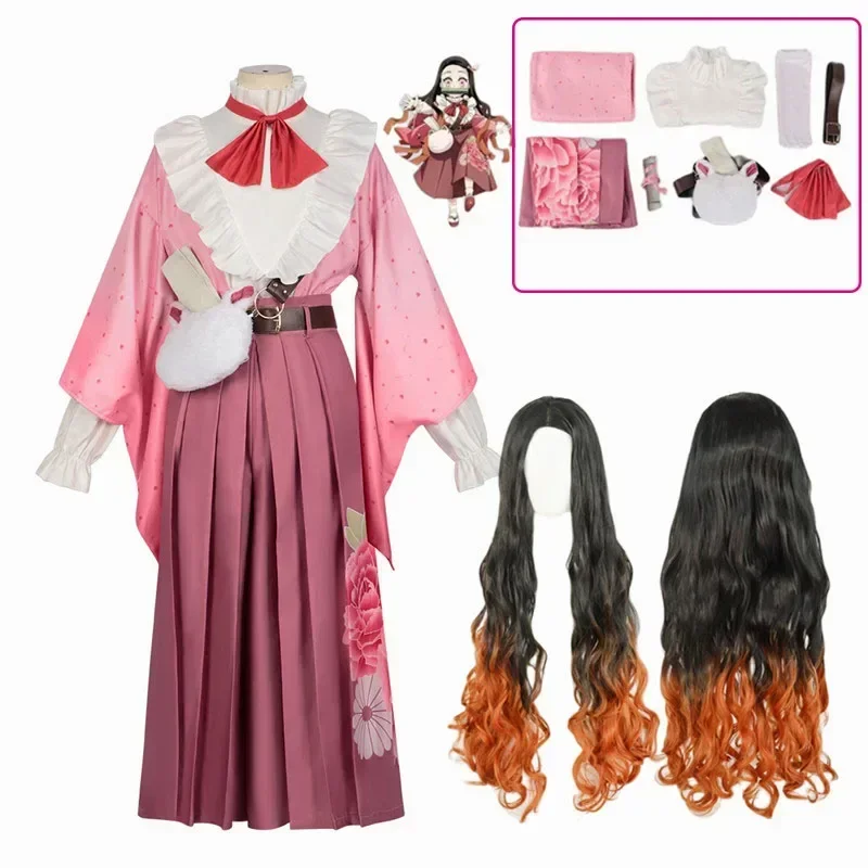 Nezuko Косплей Костюм Розовое Кимоно Конвенция с нарядами Аниме Новый $0 $ k