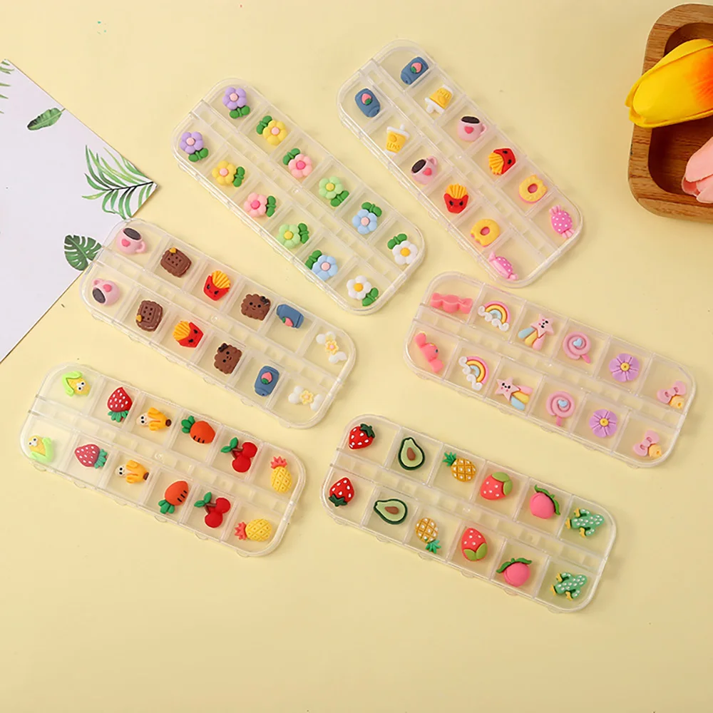 

1Box/12Pcs Kawaii Cookies Nail Decorations Resin Cartoon Fries/Cookies Set Nail Accessories Decoration DIY Charms Nail Material
