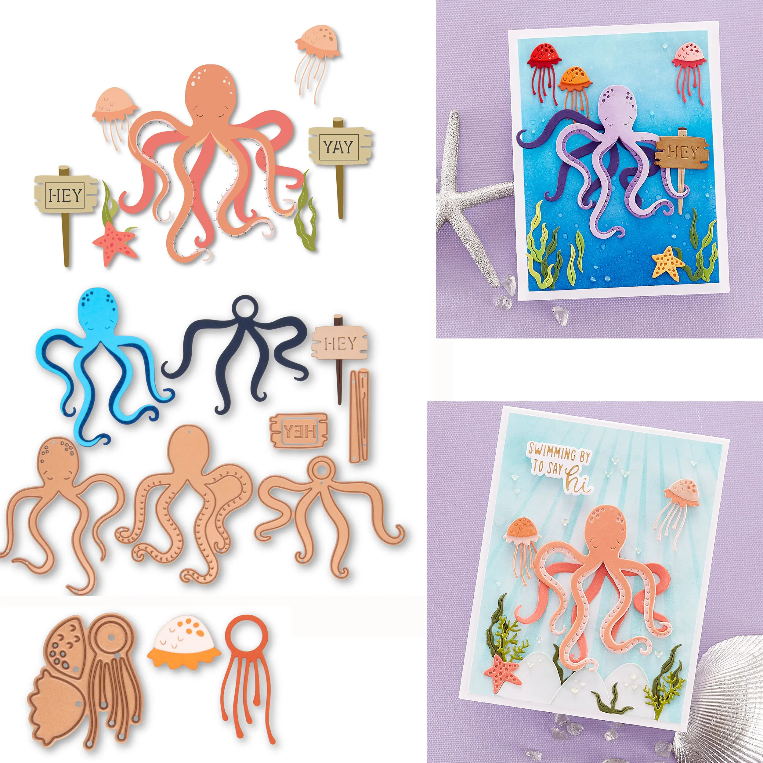 

Dancin' Octopus & Friends 2023 New Metal Cutting Dies Craft Embossing Make Paper Greeting Card Making Template DIY Handmade