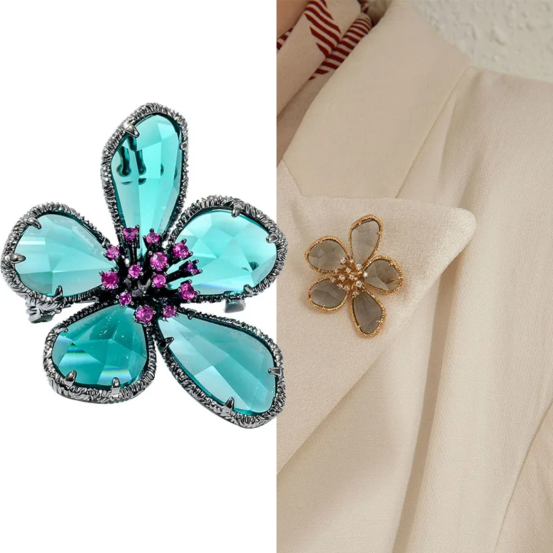 Женская Винтажная брошь в виде цветка с кристаллами | Украшения и аксессуары