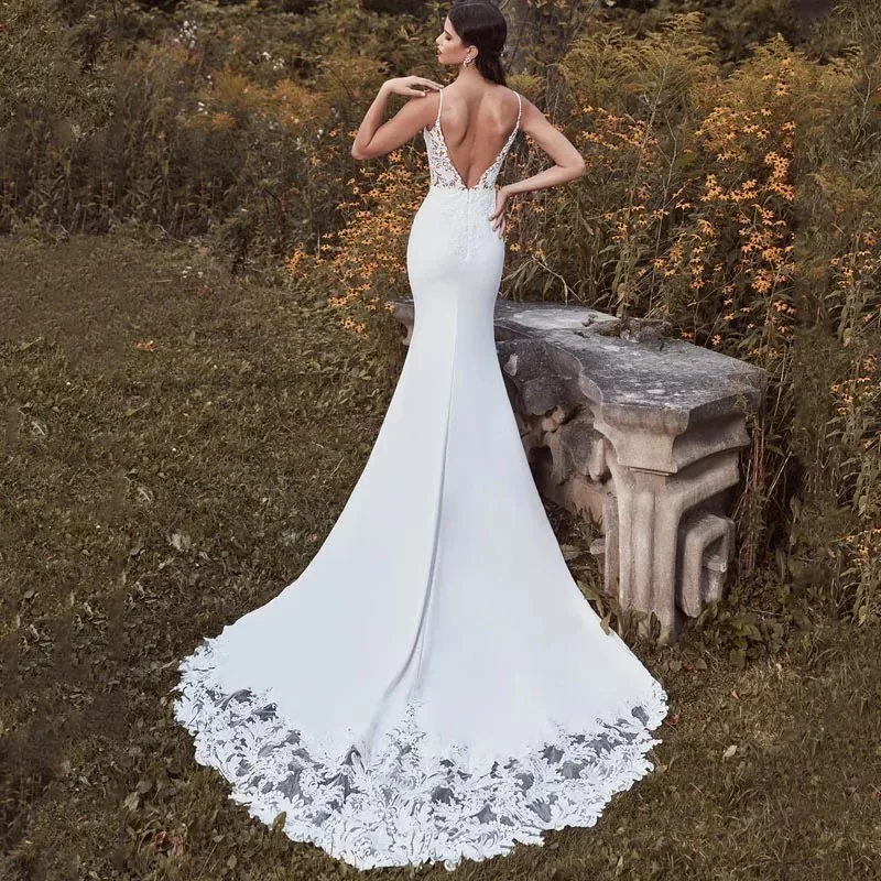 

Женское свадебное платье It's yiiya, Белое Атласное Платье с V-образным вырезом на бретельках и кружевной аппликацией на лето 2023