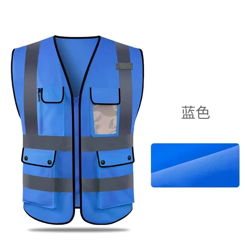 

Высокопрочный жилет высокой видимости Hi Vis VIZ, жилет из светоотражающей сетки, жилет безопасности со множеством карманов и светоотражающими полосками, мужская летняя одежда