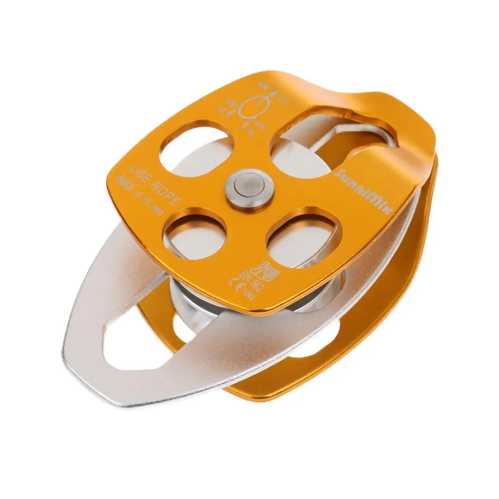 

32KN Double Pulley for Hauling System Climbing Caving Rescue Dragging Gold
