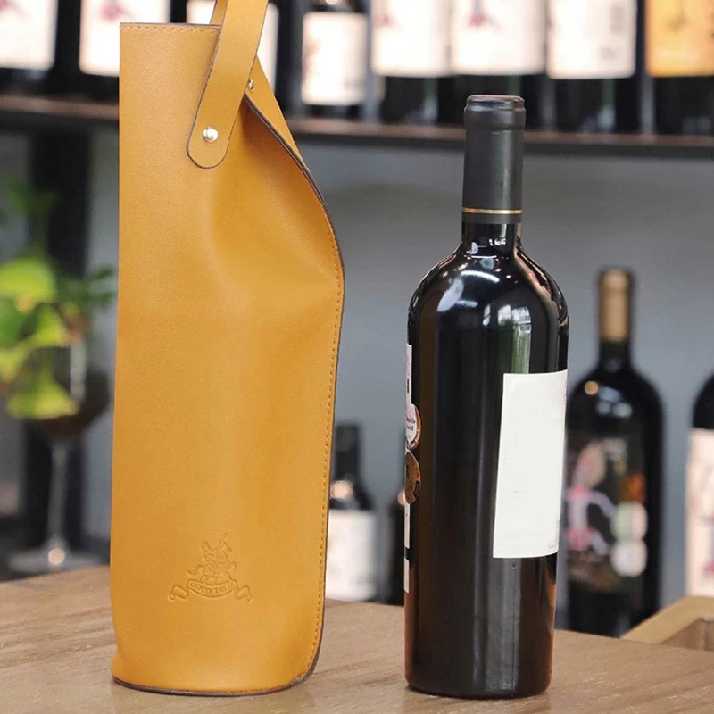 Wine Gift Bag Reusable Leather Tote Double Champagne Beer Birthday Bridal Shower 2 Pieces | Дом и сад