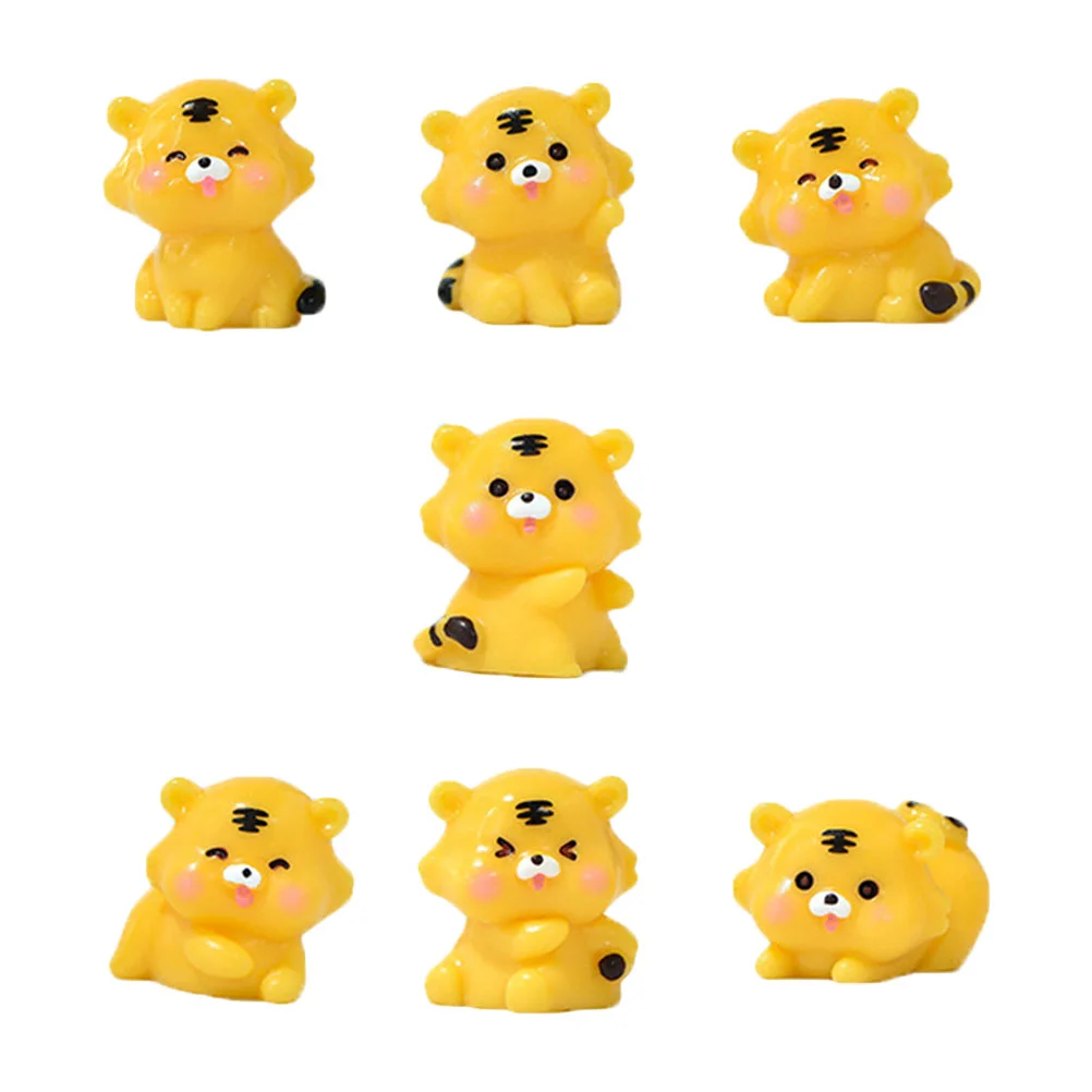 

7 Pcs Mini Tiger Ornament Glass Animals Fairy Garden Accessories Decor Micro Landscape Cute Wild Miniature