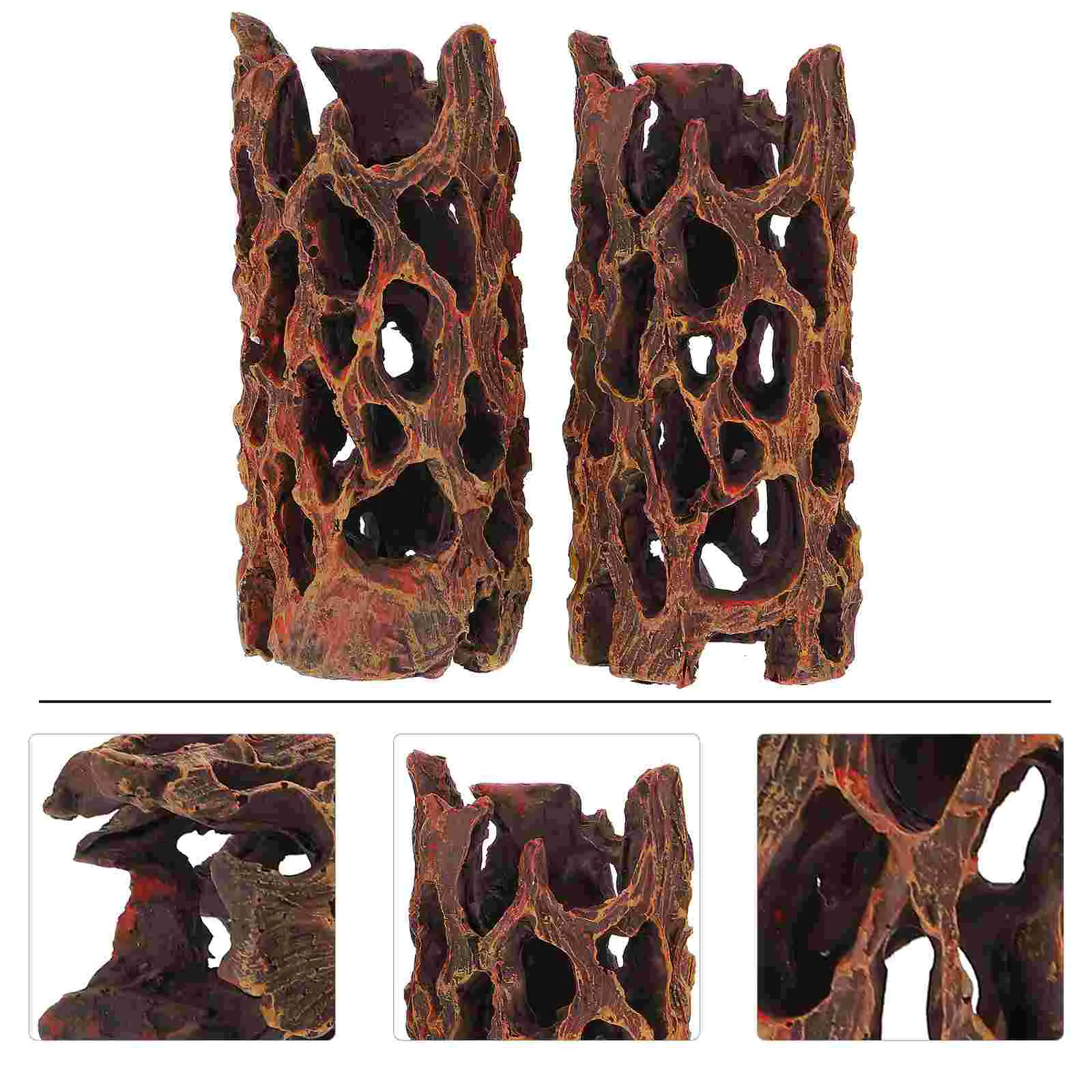 

2 Pcs Reptilians Tank Hideout Decoration Aquarium Tree Cave Landscaping Landscape Decorative