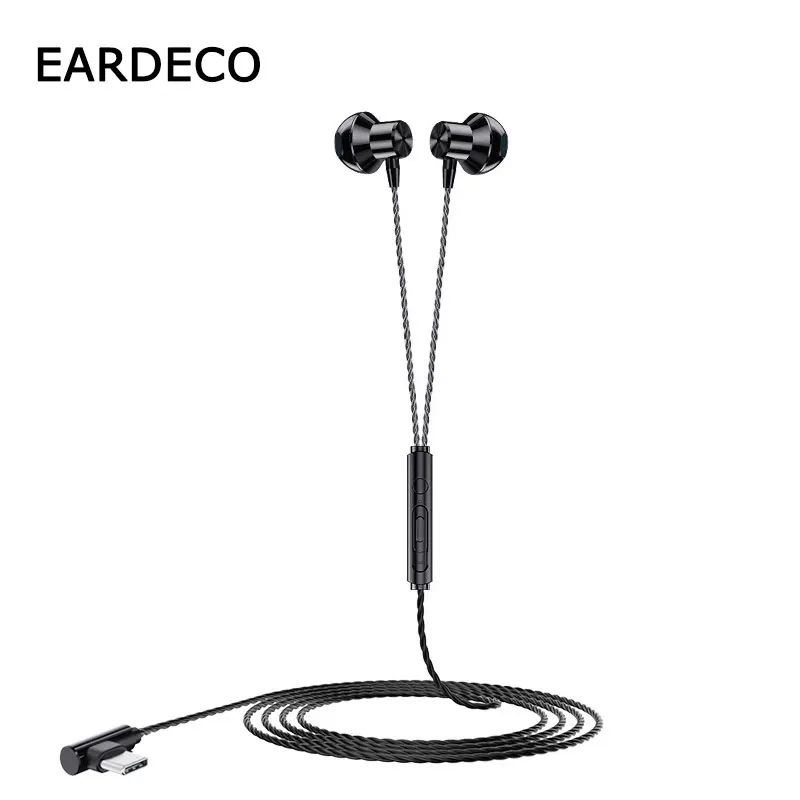 

EARDECO Wired Headphones Noise Canceling Sport Wired Earphone with HD Microphone Headset for Phone L Curved Plug Earbuds Genuine
