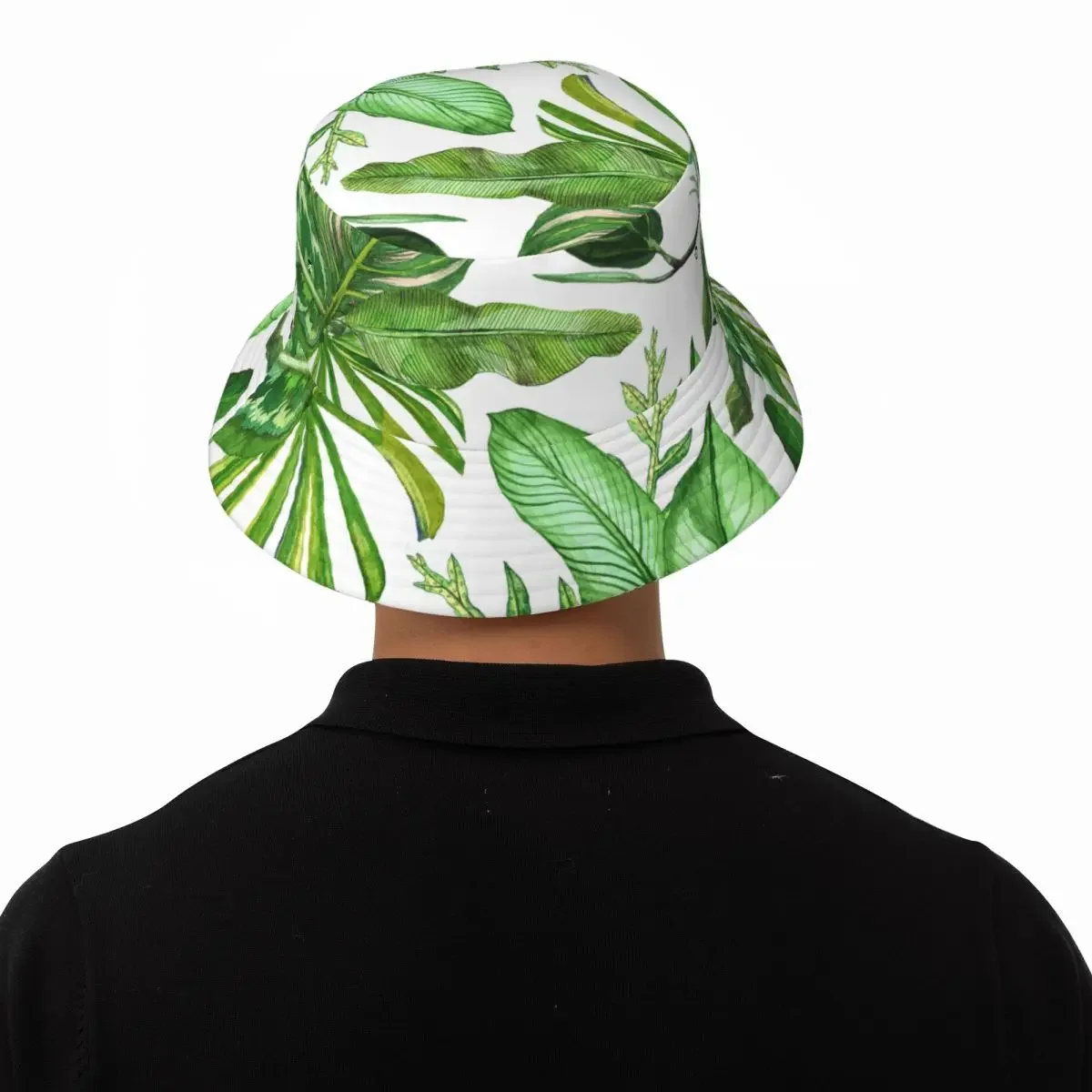 Панама с зелеными листьями тропические регионы уличная одежда Женская и мужская