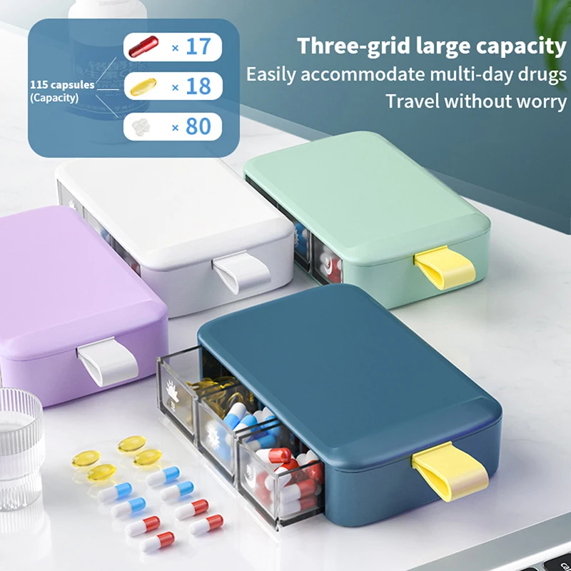

Контейнер для таблеток на неделю, вместительный распылитель лекарств, всплывающая коробка для лекарств, контейнер-органайзер с 3 отделениями