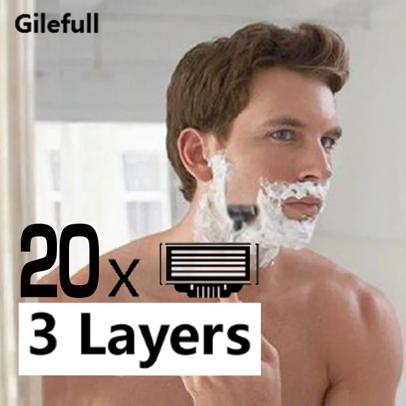 20pcs 3 Layers Men Face Shaving Razors Blades Male Manual Razor Blades For Standard Beard Shaver Trimmer Blades Dropshipping