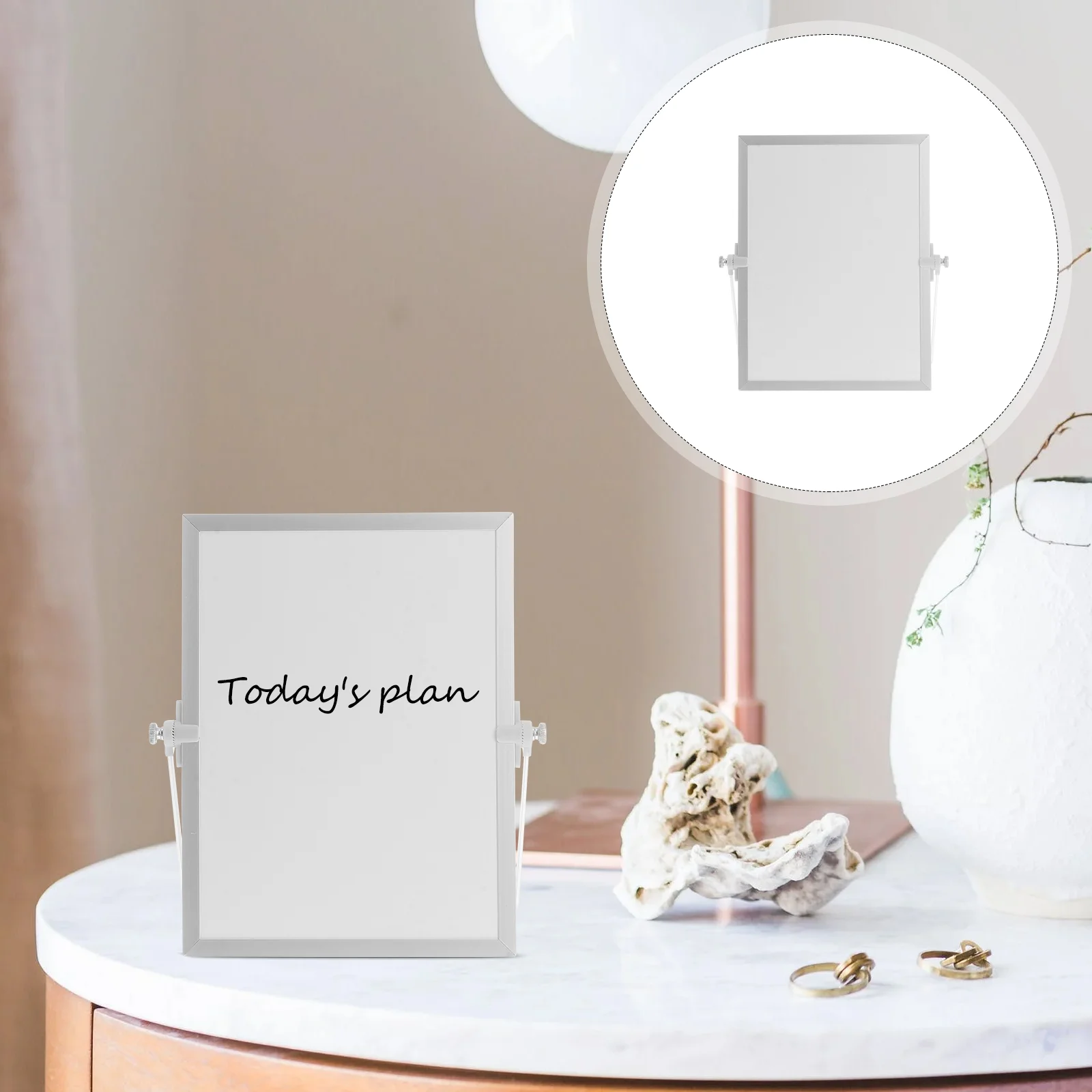 

Desktop Small White Board Magnetic Whiteboard Attraction Wooden Planner Reminder Office Easel