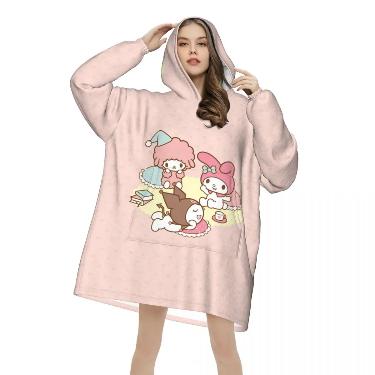Одеяло sanrio kuromi my melody толстовка большого размера носимая My Sweet Piano одеяло теплые