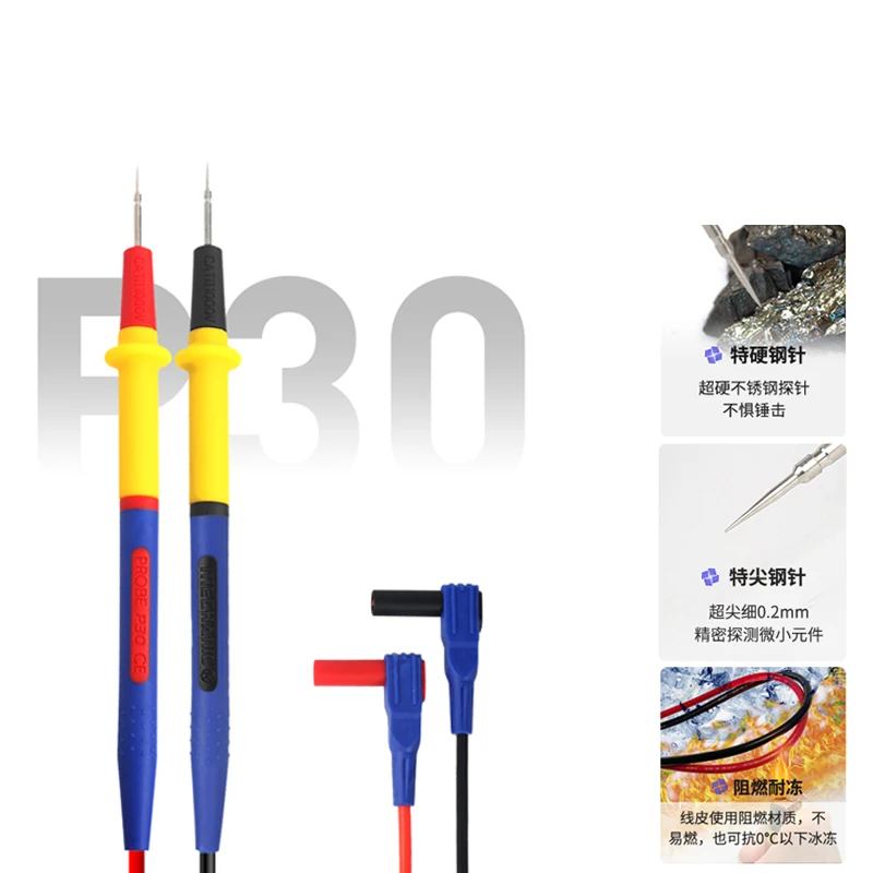 

MECHANIC P30 Multimeter Pen 1000V 20A Soft Anti-Scalding Silicone Wire Extra Tip Probe Test Pens for Digital Multimeter Repair