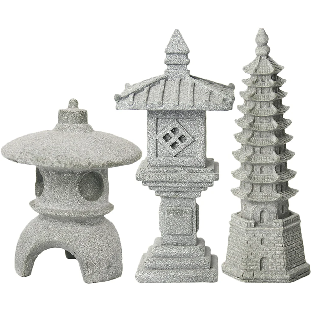 

Pagoda Statue Decor Garden Miniature Bonsai Decoration Zen Mini Diy Lantern Home Tower Fish Ornaments Model Ornament Bowl
